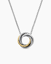 Crossover Pendant Necklace in Sterling Silver with 18K Yellow Gold, 14.5mm